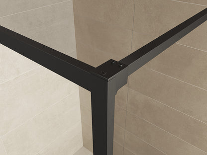 Square inloopdouche 1000 x 2000 x 8 mm nano helder glas/mat zwart - WDtegels