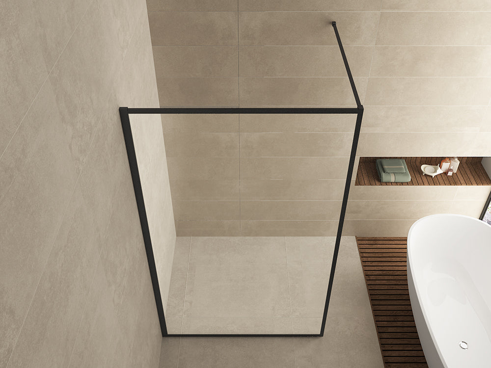 Square inloopdouche 1100 x 2000 x 8 mm nano helder glas/mat zwart - WDtegels