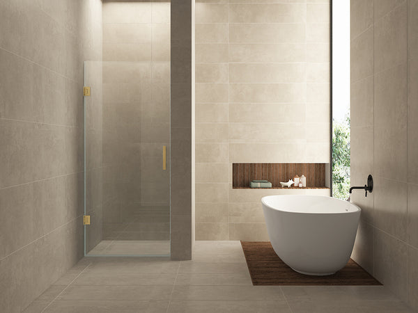 Less nisdeur | 70x200x0.8cm | Nano helder glas/geborsteld messing