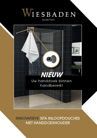 Sita inloopdouche met handdoekhouder 90x200 cm chroom/8 mm helder glas met Nano coating - WDtegels