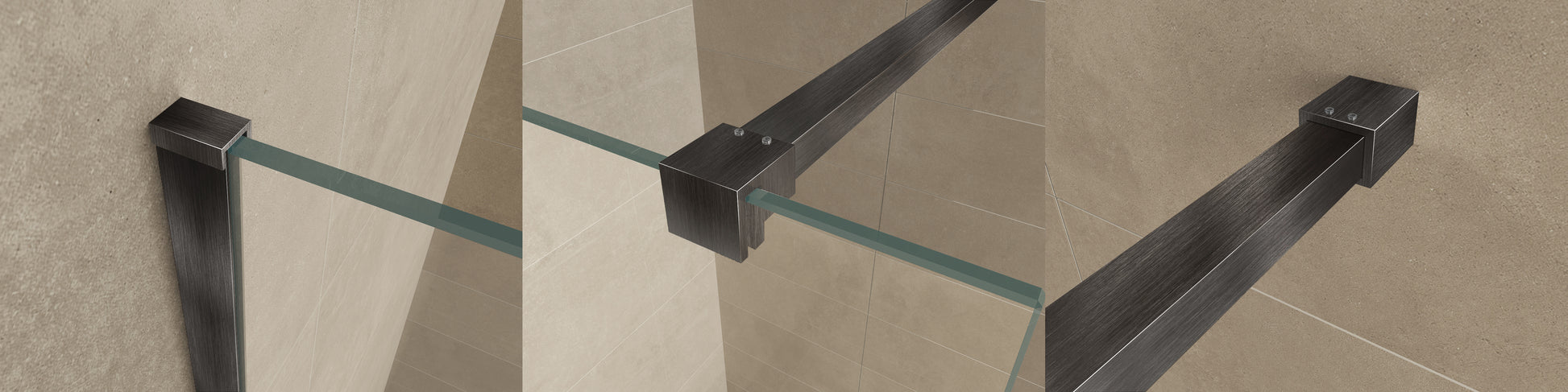 Slim profielset met stabilisatiestang 120 cm gunmetal - WDtegels