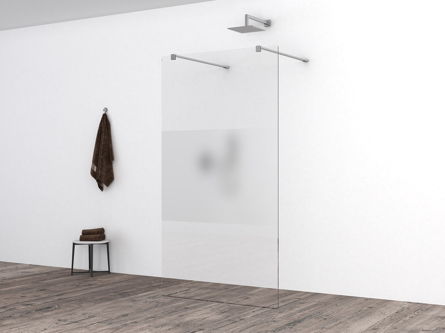 Slim glasplaat 900 x 2000 x 8 mm nano helder glas met melkglas middenband - WDtegels