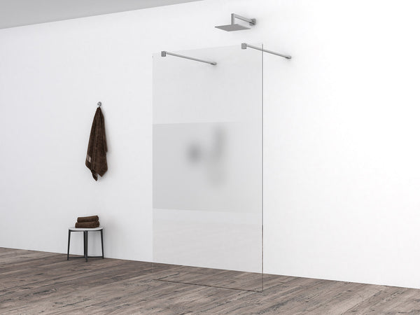Slim glasplaat 900 x 2000 x 8 mm nano helder glas met melkglas middenband