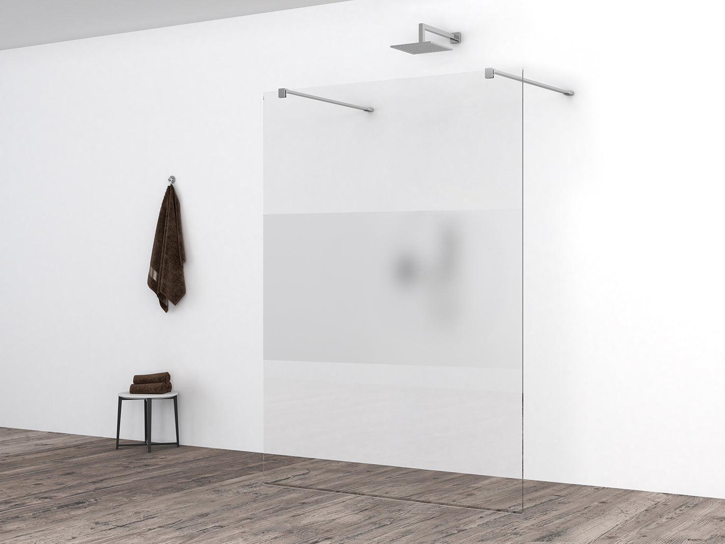 Slim glasplaat 1200 x 2000 x 8 mm nano helder glas met melkglas middenband - WDtegels