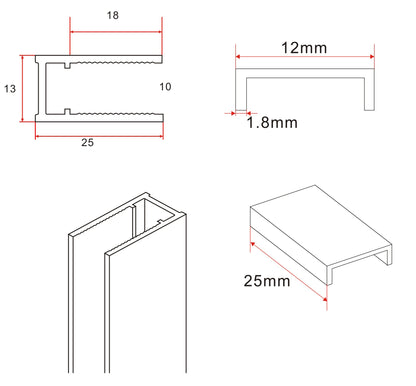Wiesbaden Slim profile set + stabilizing bar 120cm brass