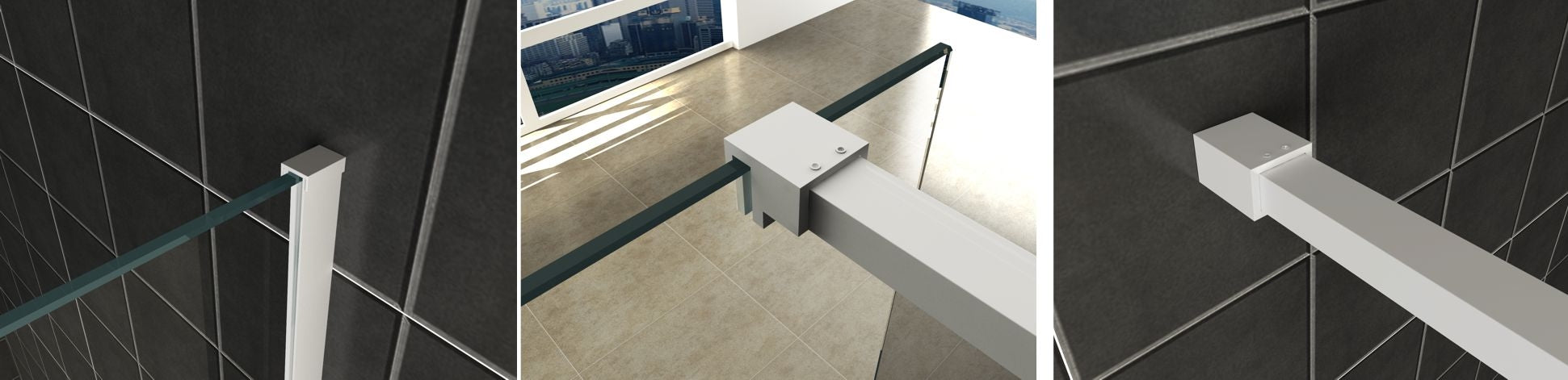 Slim profielset met stabilisatiestang 120 cm wit