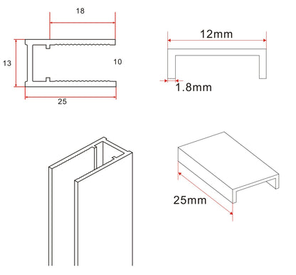 Wiesbaden Slim profielset+stabilisatiestang 120cm mat-wit