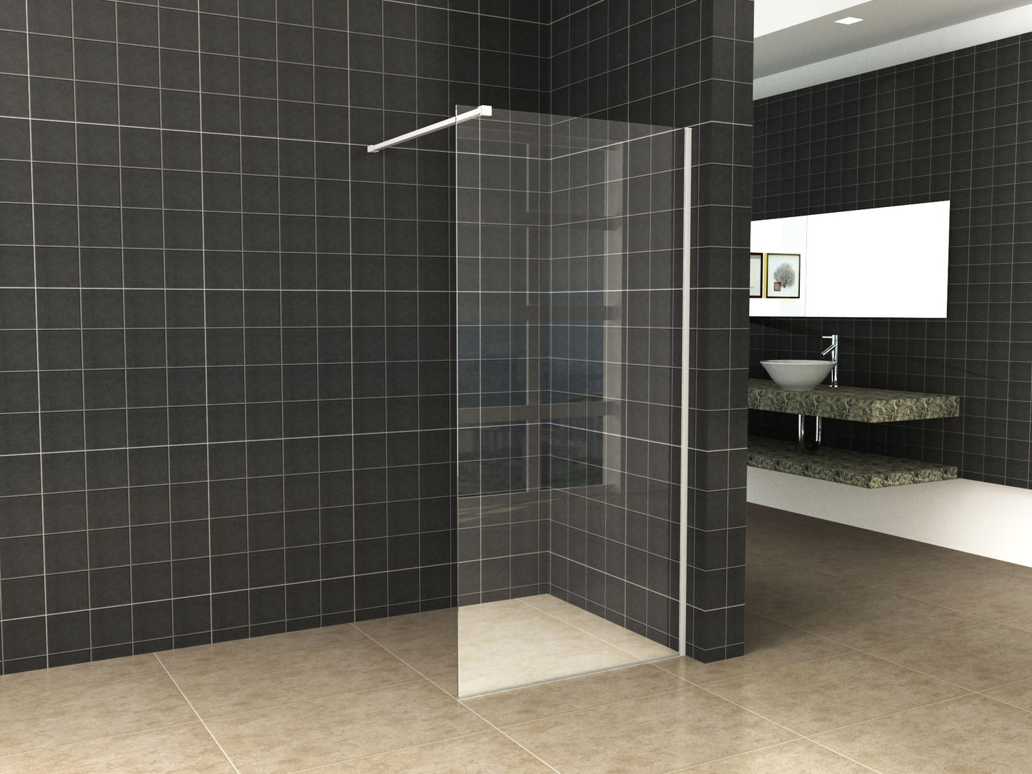 Slim profielset met stabilisatiestang 120 cm mat wit - WDtegels