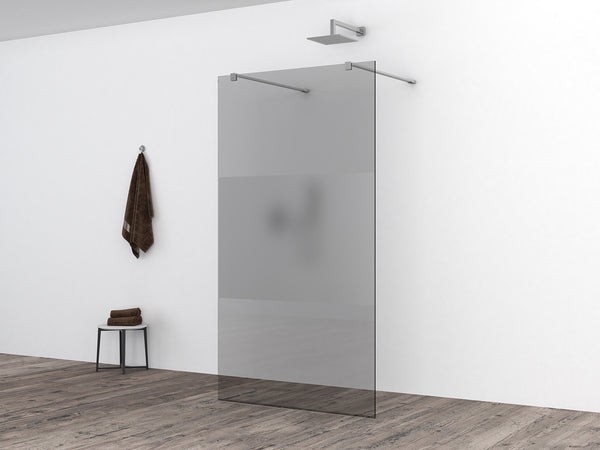 Slim glasplaat 1100 x 2000 x 8 mm nano rookglas met melkglas middenband