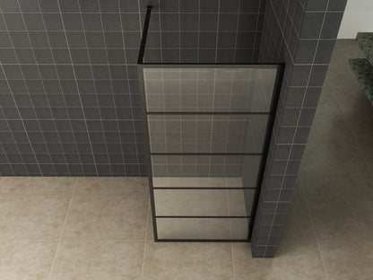 Wiesbaden Horizon inloopdouche mat zwart raster 90x200 cm - 8mm NANO glas - WDtegels