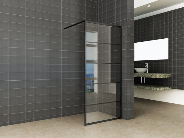 Wiesbaden Horizon inloopdouche mat zwart raster 110x200 cm - 8mm NANO glas