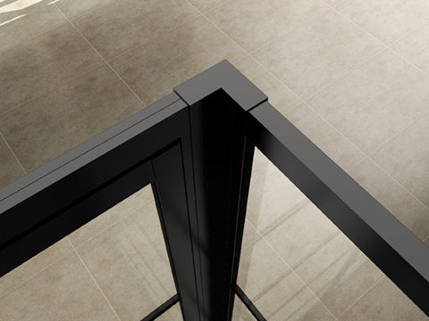 Conjunto de ducha a ras de suelo Horizon con puerta de nicho en negro mate