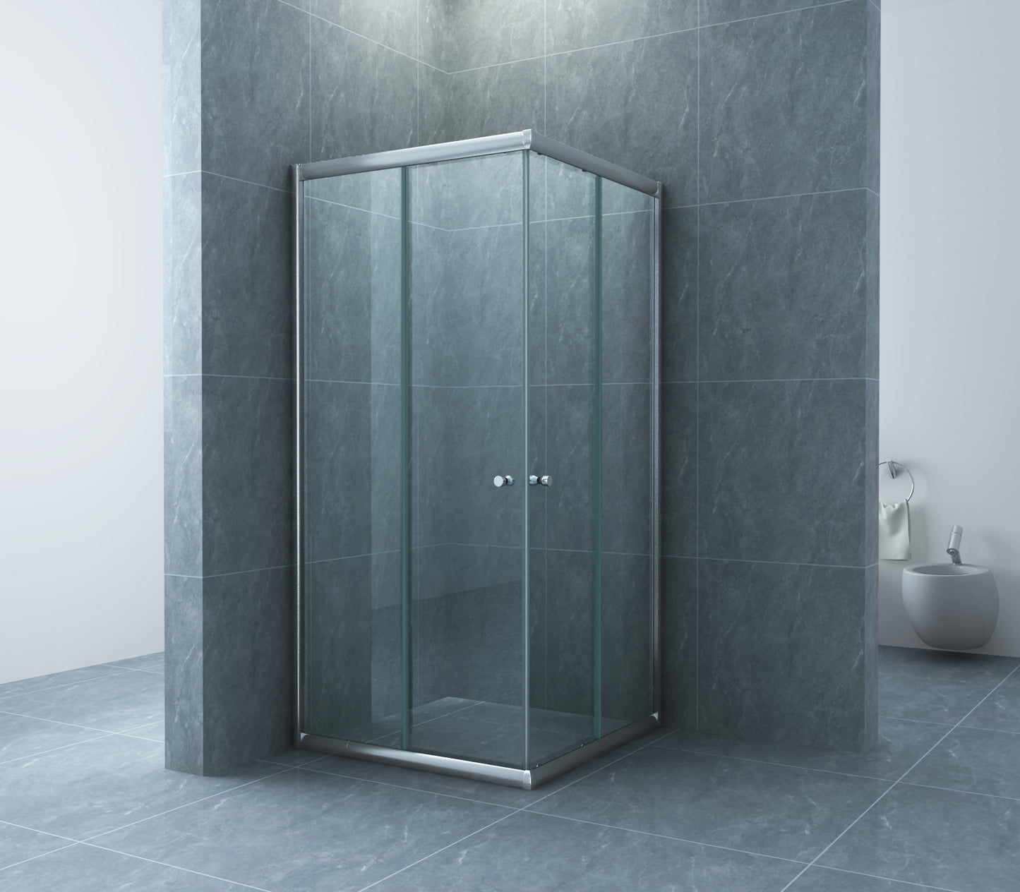 Eco hoekinstap cabine met 2 schuifdeuren 800 x 800 x 1900 x 5 mm nano helder glas/chroom - WDtegels
