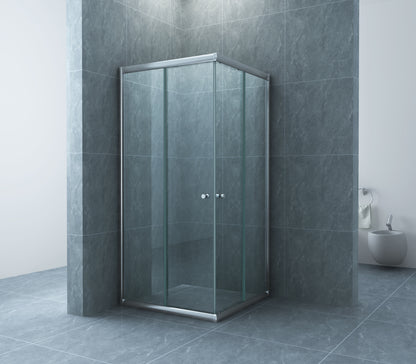Eco hoekinstap cabine met 2 schuifdeuren 800 x 800 x 1900 x 5 mm nano helder glas/chroom - WDtegels