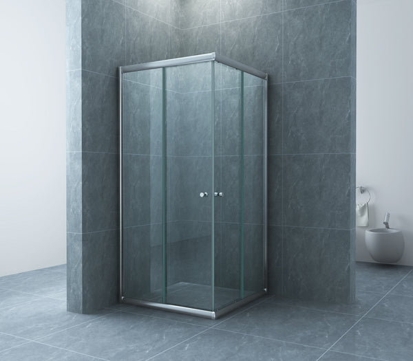 Eco hoekinstap douchecabine | 2 schuifdeuren | 80x80x190cm | 5 mm nano helder glas/chroom