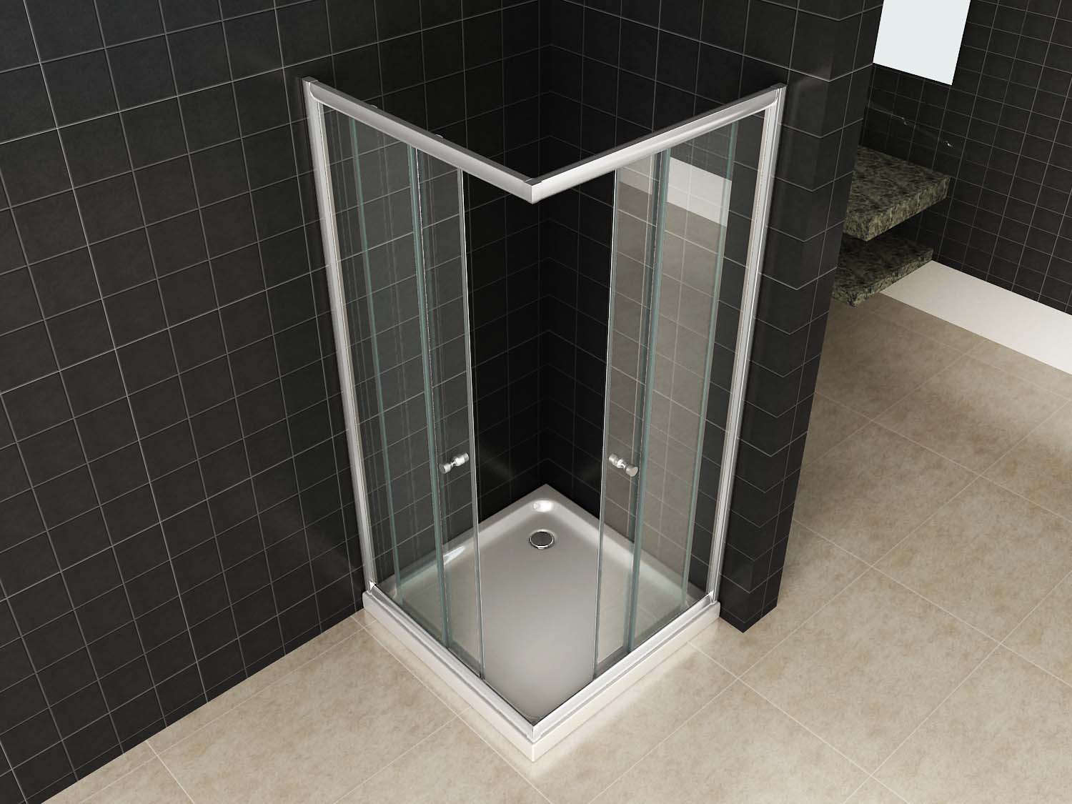 Wiesbaden Eco hoekinstap douchecabine 5mm 900x900x1900 helder glas - WDtegels