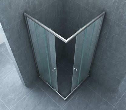 Eco hoekinstap cabine met 2 schuifdeuren 1000 x 1000 x 1900 x 5 mm nano helder glas/chroom - WDtegels