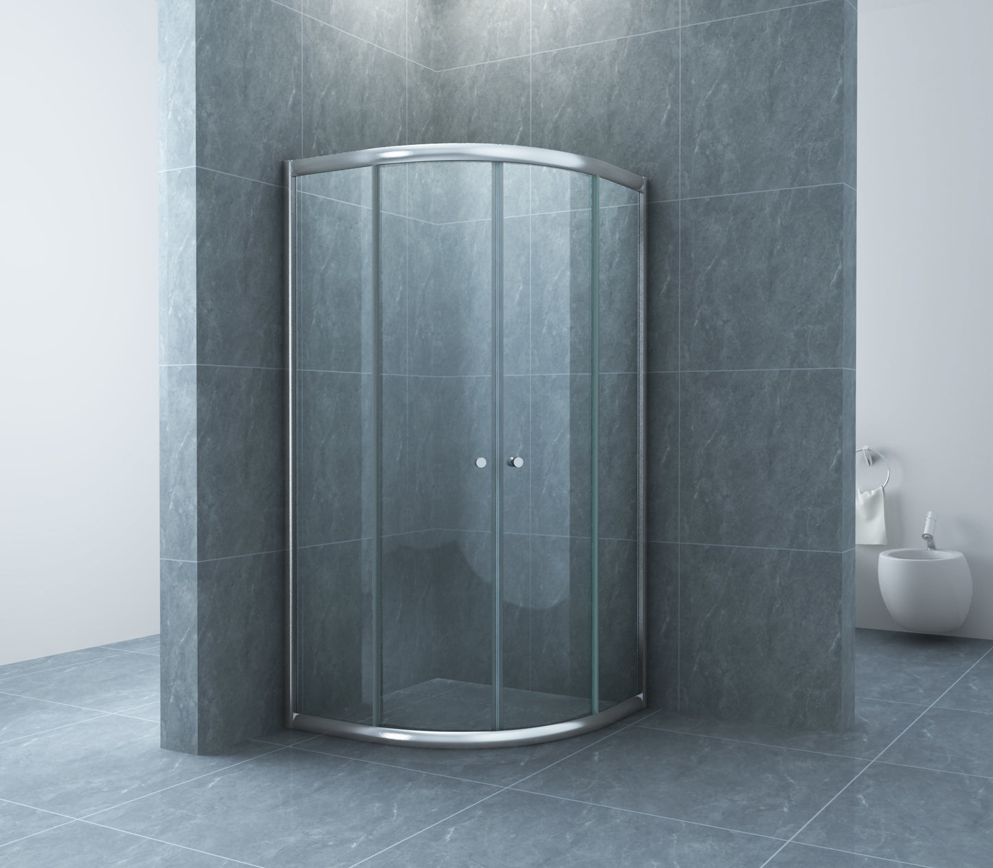 Eco kwartronde cabine met twee schuifdeuren 800 x 800 x 1900 x 5 mm nano helder glas/chroom - WDtegels