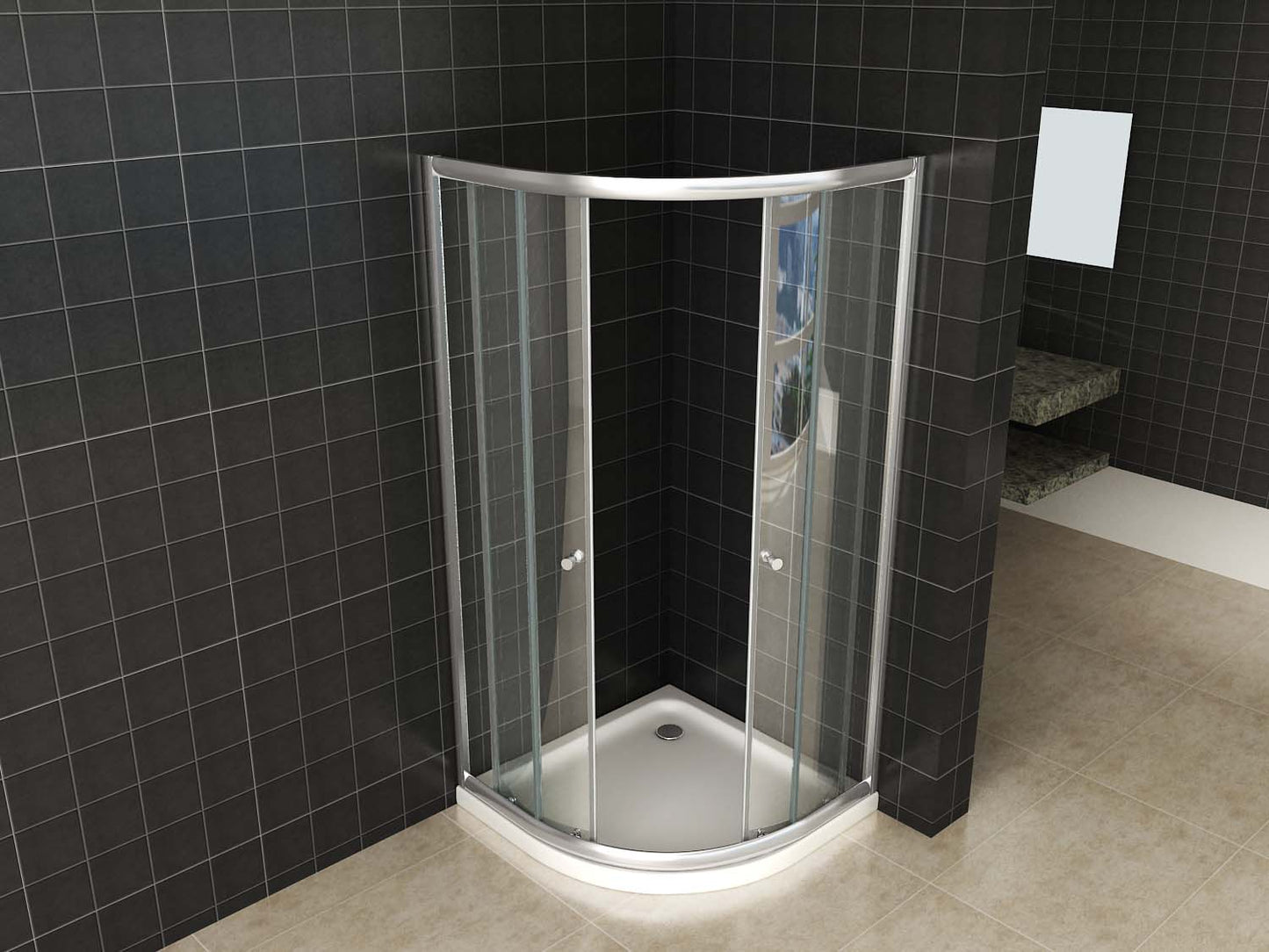 Wiesbaden Eco 1/4 ronde douchecabine 5mm 900x900x1900 helder glas - WDtegels