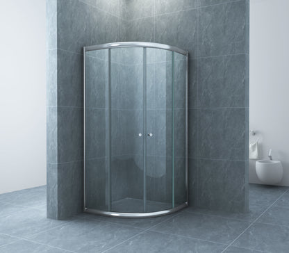 Eco kwartronde cabine met twee schuifdeuren 900 x 900 x 1900 x 5 mm nano helder glas/chroom - WDtegels