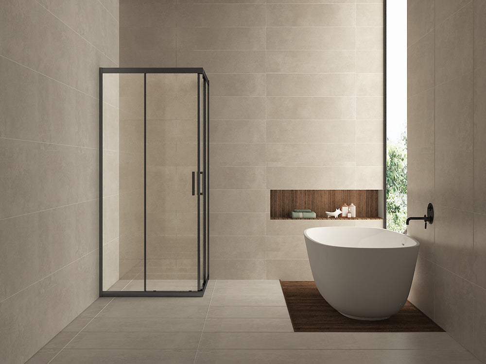 Skyline hoekinstap cabine met 2 schuifdeuren 1000 x 1000 x 2000 x 8 mm nano helder glas/mat zwart - WDtegels