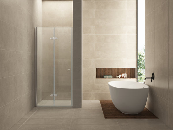 Maki niche door folding left 900 x 2000 x 8 mm nano clear glass/chrome