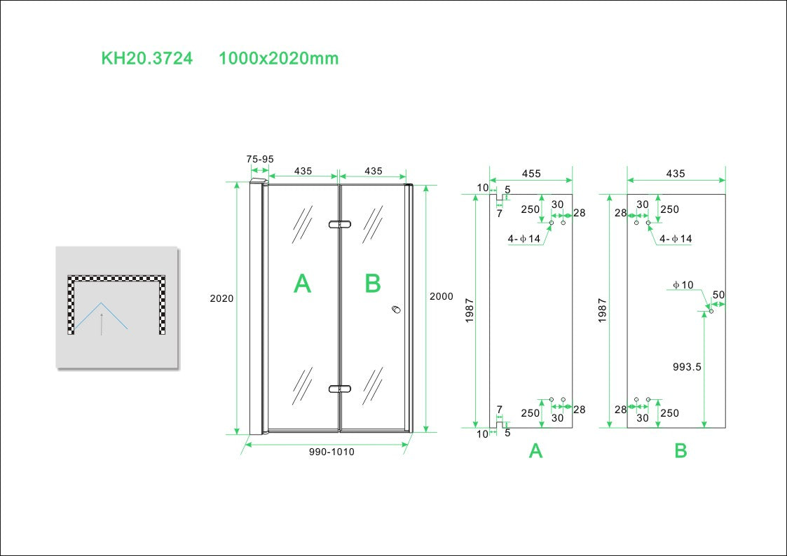 Wiesbaden vouwbare nisdeur 100x202 cm - WDtegels