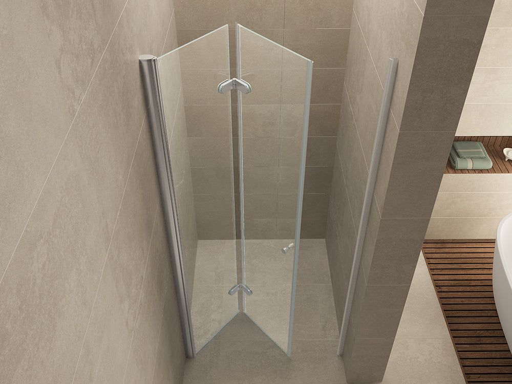 Maki nisdeur vouwbaar links 1000 x 2000 x 8 mm nano helder glas/chroom - WDtegels