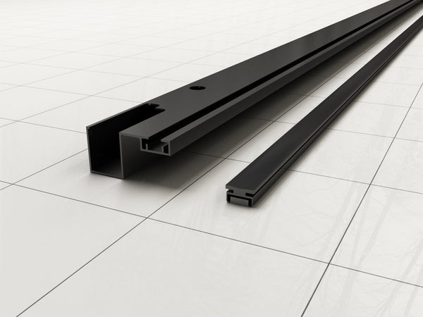 Skyline wall profile with magnetic strip for niche door, matt black