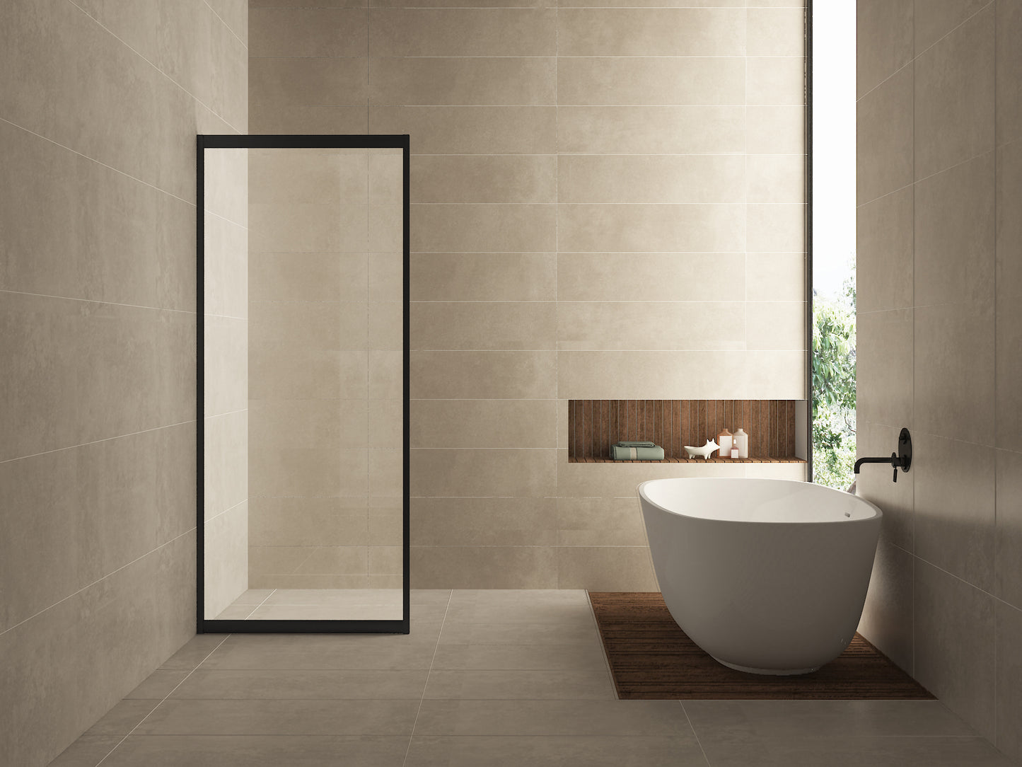 Skyline zijwand voor nis schuifdeur 1000 x 2000 x 8 mm nano helder glas/mat zwart - WDtegels