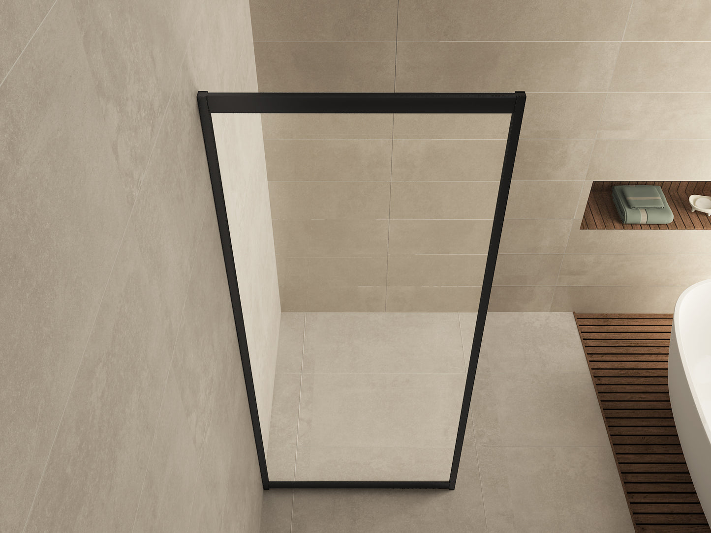 Skyline zijwand voor nis schuifdeur 1000 x 2000 x 8 mm nano helder glas/mat zwart - WDtegels