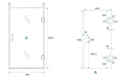 Less glas voor nisdeur rechts | 90x200x0.8cm | Nano spiegelrook- naar helder glas