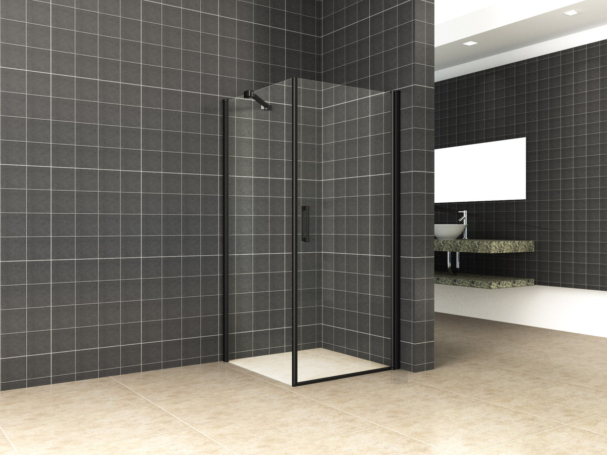 Salone douchecabine met 1 draaideur 90x90x200cm 8mm Nano helder glas Mat zwart - detailfoto