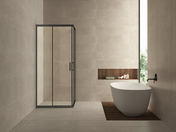 Skyline corner-entry shower enclosure with 2 sliding doors | 80x80x200cm | 8mm Nano clear glass | Matte black