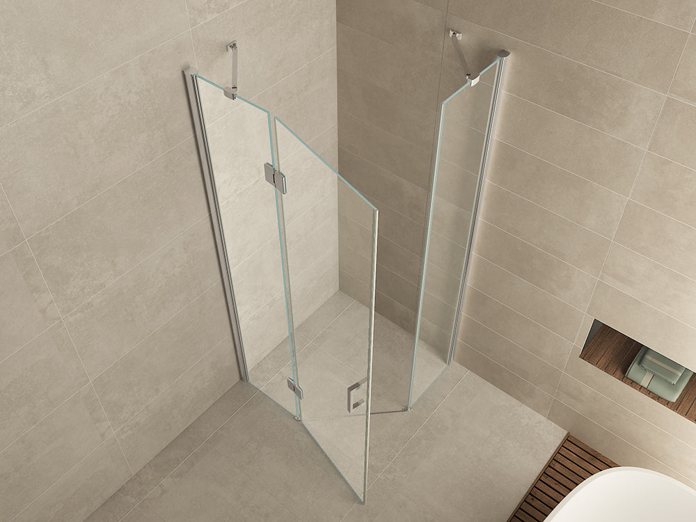 Pento cabine met 1 draaideur 900 x 900 x 2000 x 8 mm nano helder glas/chroom - WDtegels