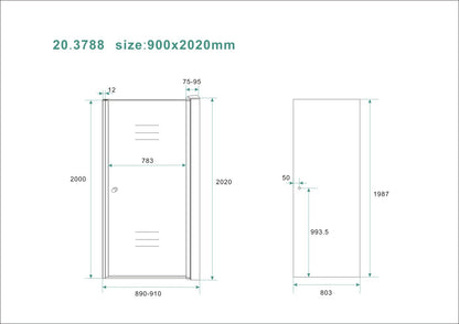 Wiesbaden nisdeur met profiel 90x202 cm 8 mm NANO rookglas - WDtegels