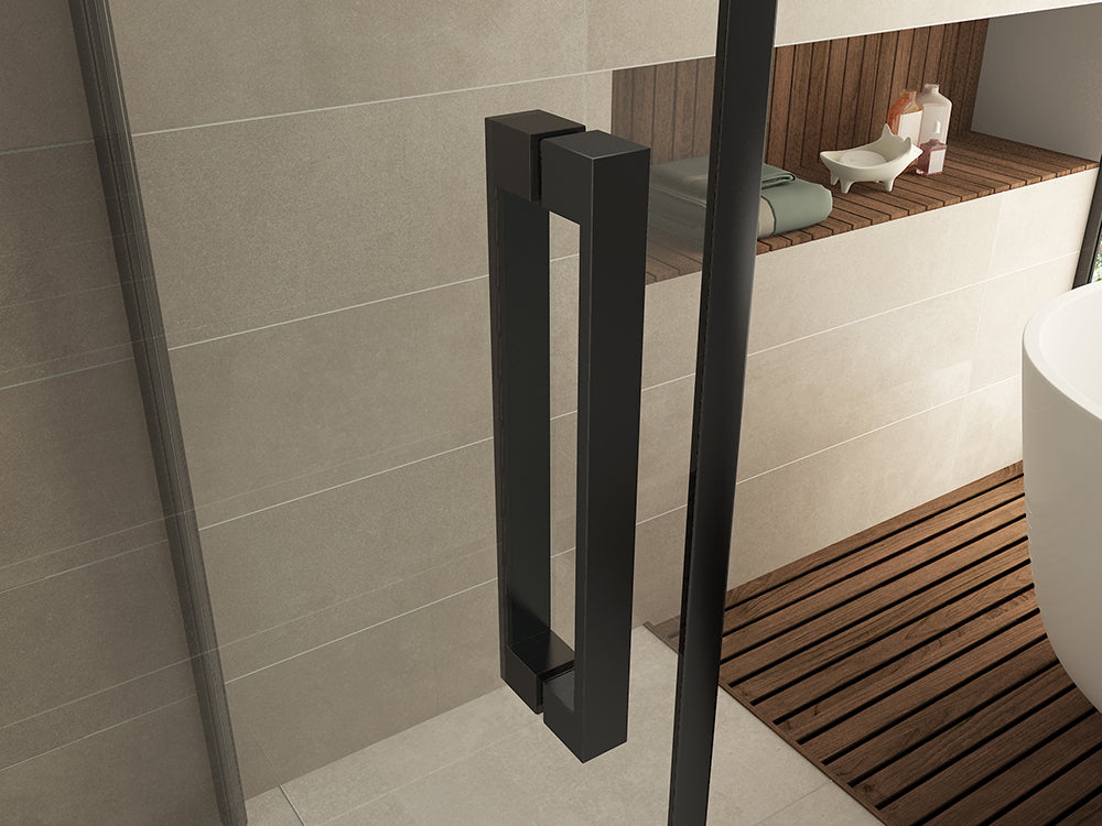 Salone douchecabine | 1 draaideur | 90x90x200cm | 8 mm nano helder glas/mat zwart - WDtegels