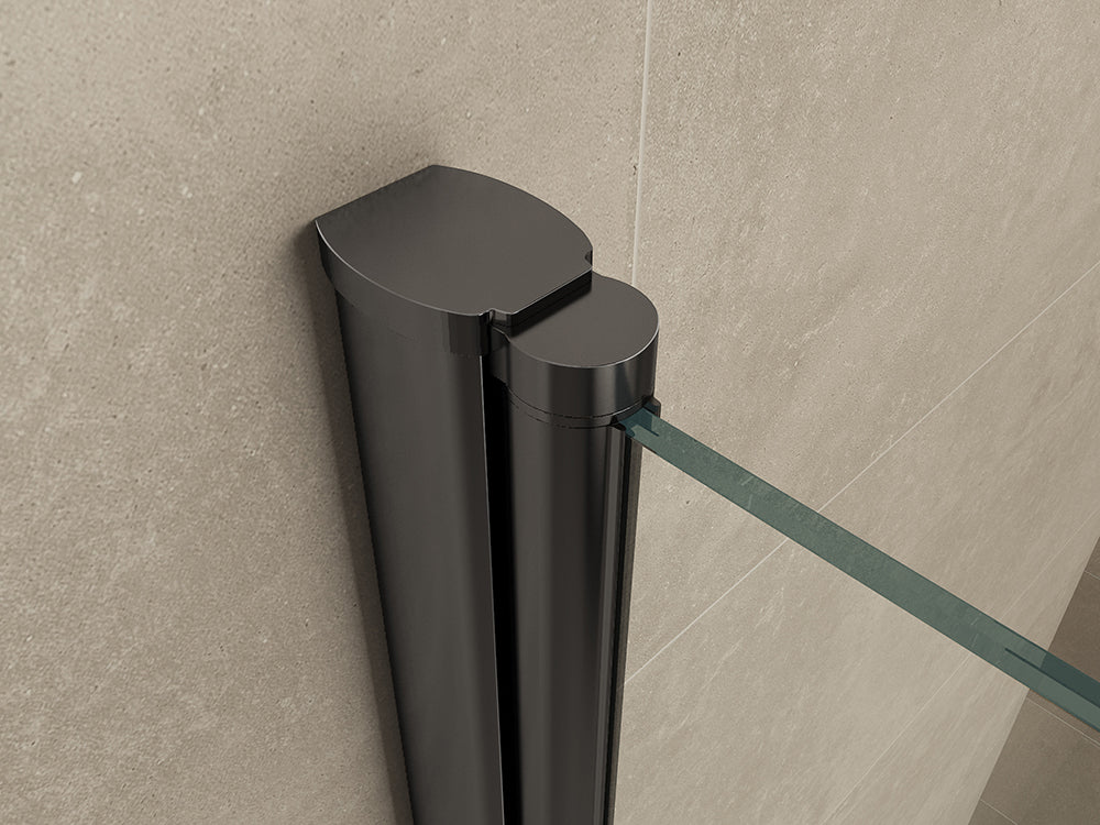 Salone cabine met 1 draaideur 1000 x 1000 x 2000 x 8 mm nano helder glas/mat zwart - WDtegels