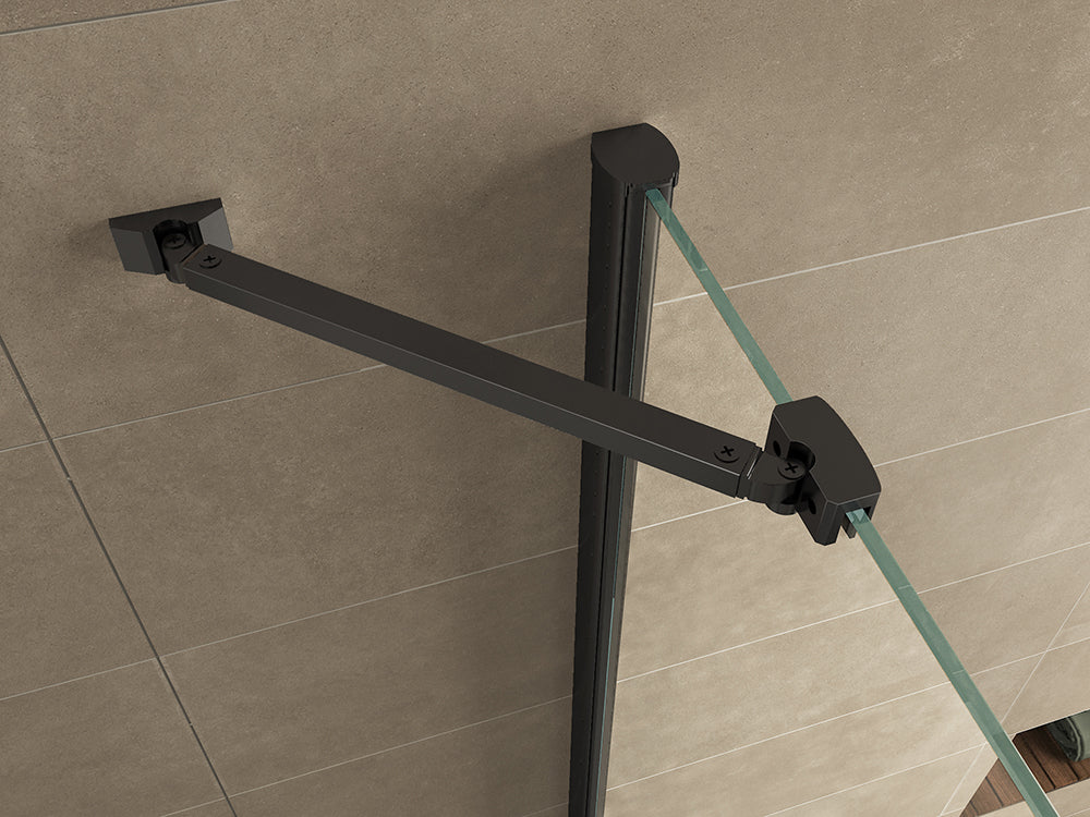 Salone cabine met 1 draaideur 1000 x 1000 x 2000 x 8 mm nano helder glas/mat zwart - WDtegels