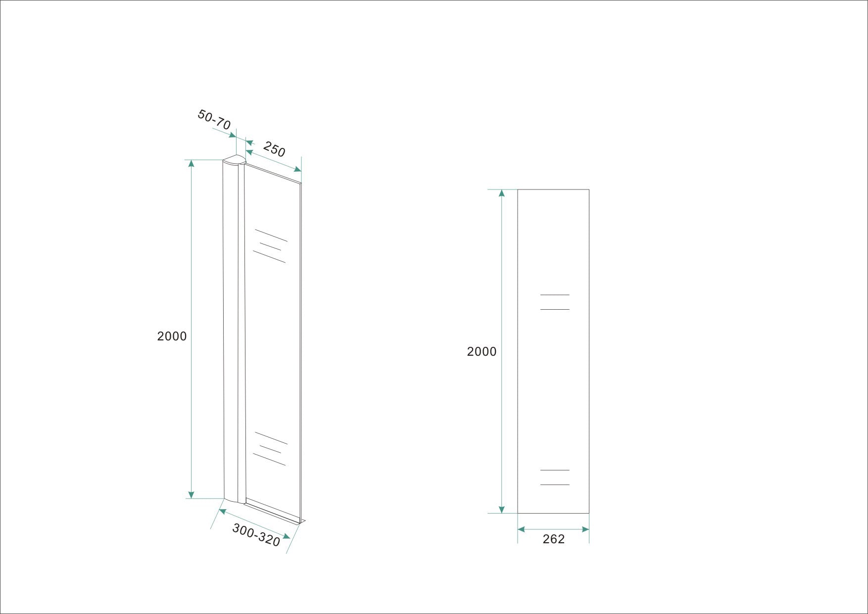 Wiesbaden zijwand + muurprofiel 300x2000 10mm NANO glas - WDtegels