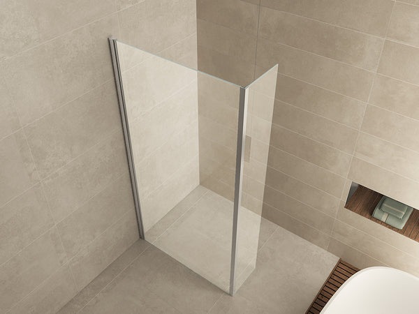 Comfort zijwand met hoekprofiel | 30x200cm | 10 mm nano helder | Glas/chroom
