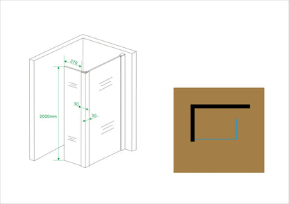 Comfort zijwand met hoekprofiel | 40x200cm | 10 mm nano helder | Glas/chroom - WDtegels