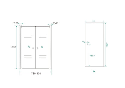 Puerta batiente Lagos en nicho 800 x 2000 x 6 mm nano cristal transparente/cromo