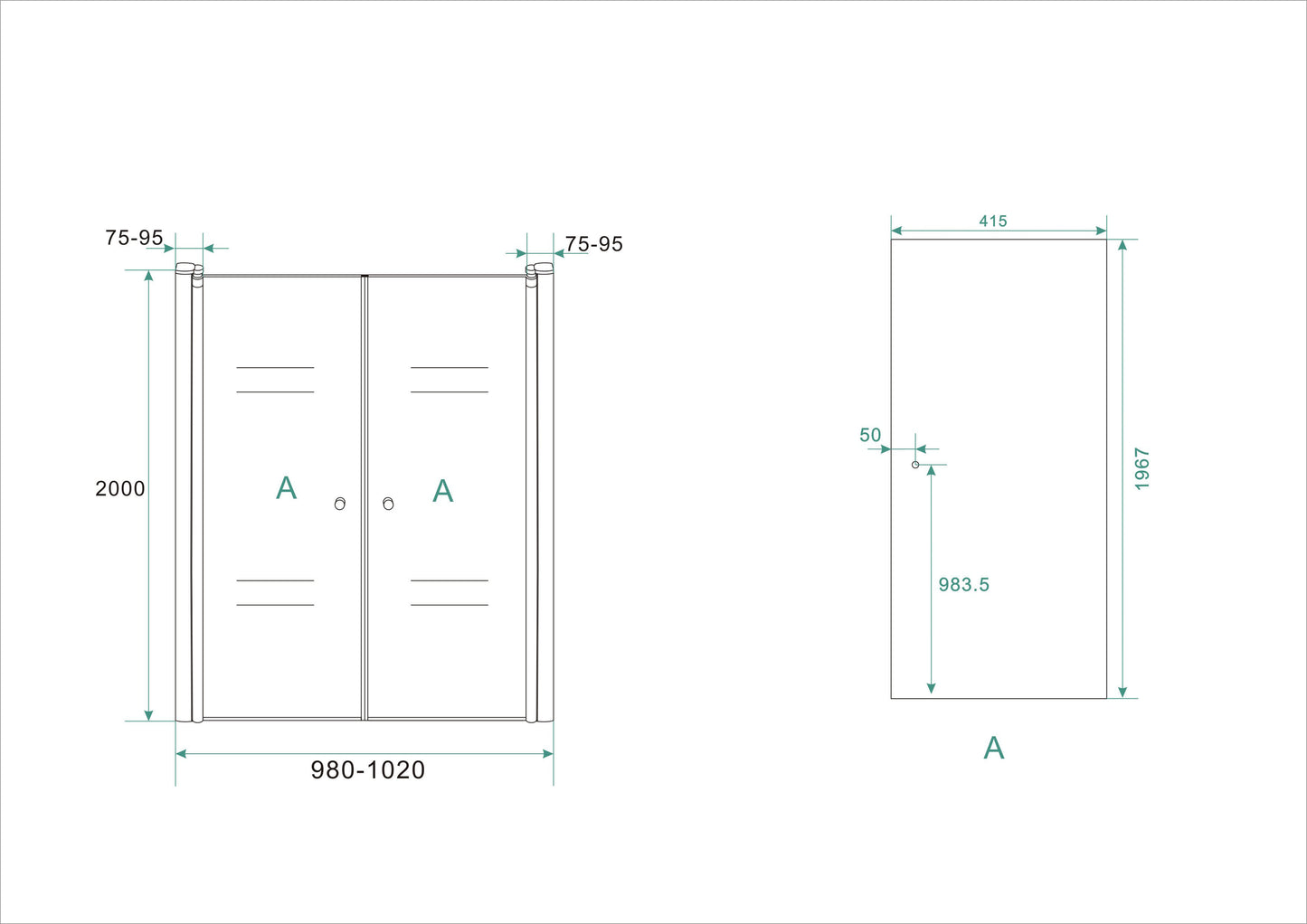 Puerta batiente Lagos en nicho 1000 x 2000 x 6 mm nano cristal transparente/cromo