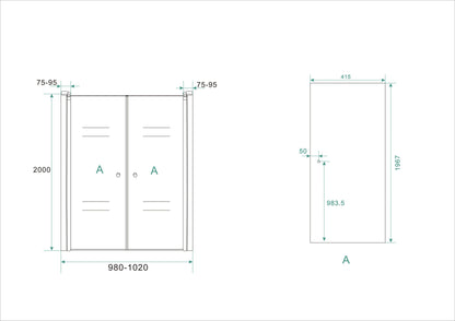 Puerta batiente Lagos en nicho 1000 x 2000 x 6 mm nano cristal transparente/cromo