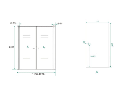 Lagos pendeldeur in nis | 120x200x0.6cm | Nano helder glas/chroom