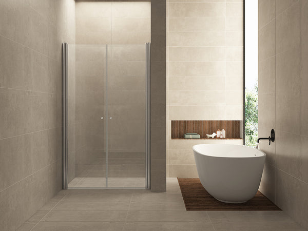 Lagos pendeldeur in nis | 120x200x0.6cm | Nano helder glas/chroom