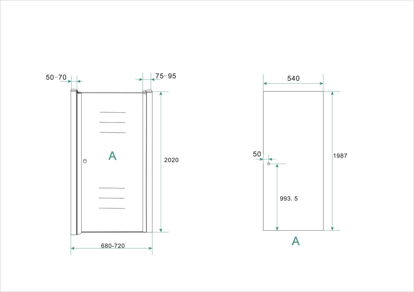 Wiesbaden nisdeur met profiel 70x202 cm 8mm NANO glas - WDtegels