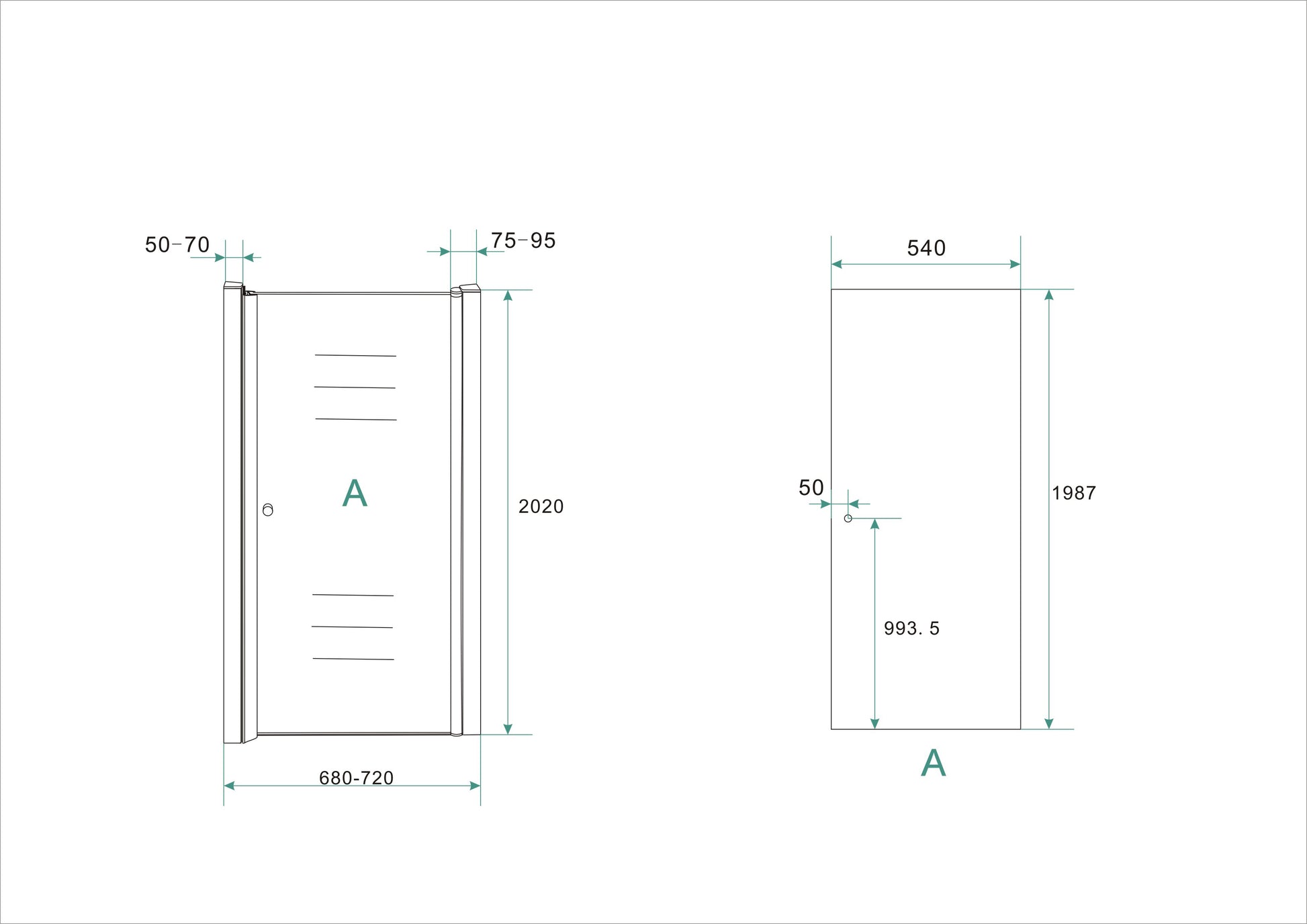 Wiesbaden nisdeur met profiel 70x202 cm 8mm NANO glas - WDtegels