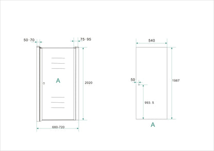 Wiesbaden nisdeur met profiel 70x202 cm 8mm NANO glas - WDtegels